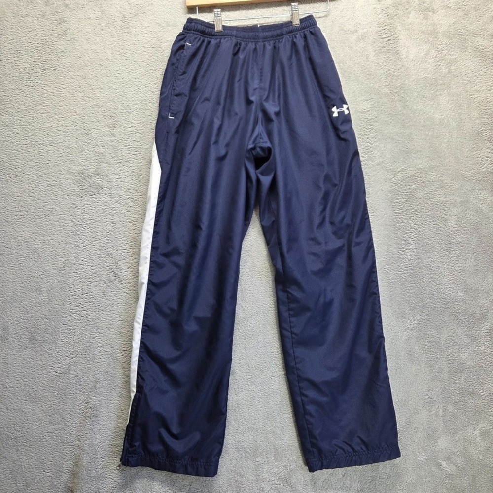 Under Armour Track Pants Mens Small Blue Loose Straight Mesh Mined Windbreaker
